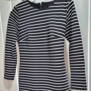 Dynamite Bodycon Striped Long Sleeve Dress B&W